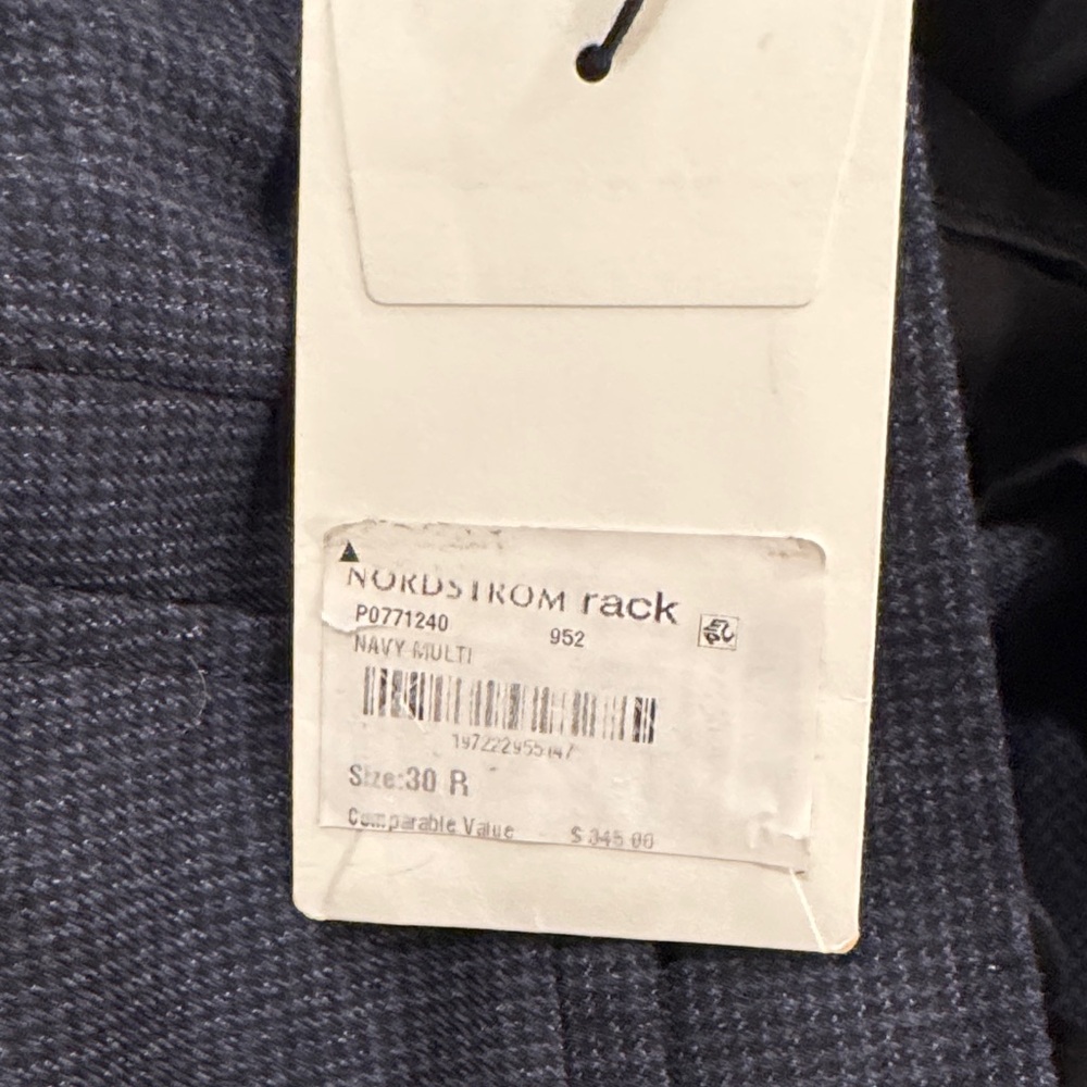 Theory Men's Merino Blend Dress Pants - Navy Micro-Check - Picture 6 of 6